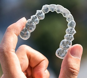 An Invisalign clear aligner.