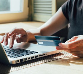 Woman using a credit card